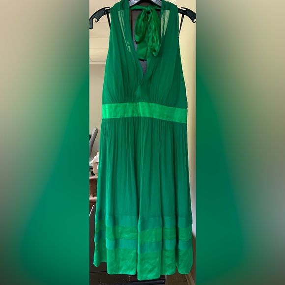 Y2K MAGGY LONDON Babydoll Silk Chiffon Satin Halter Dress Coquette Glam Size 10 - Picture 3 of 15